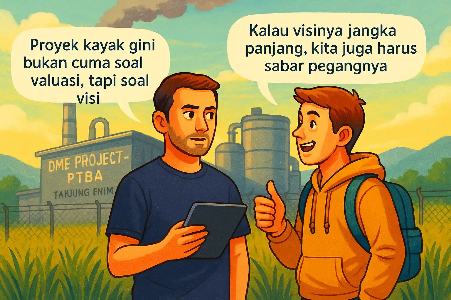 TBA terlibat dalam proyek DME senilai Rp164 triliun. Transformasi batu bara jadi DME jadi solusi energi dan penghematan subsidi. Gambar dibuat oleh AI untuk Kab