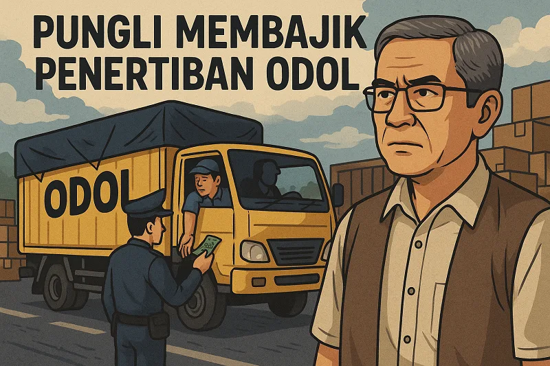 Ilustrasi pungli yang menghambat penertiban ODOL di Indonesia. Gambar dibuat oleh AI untuk KabarBursa.com 