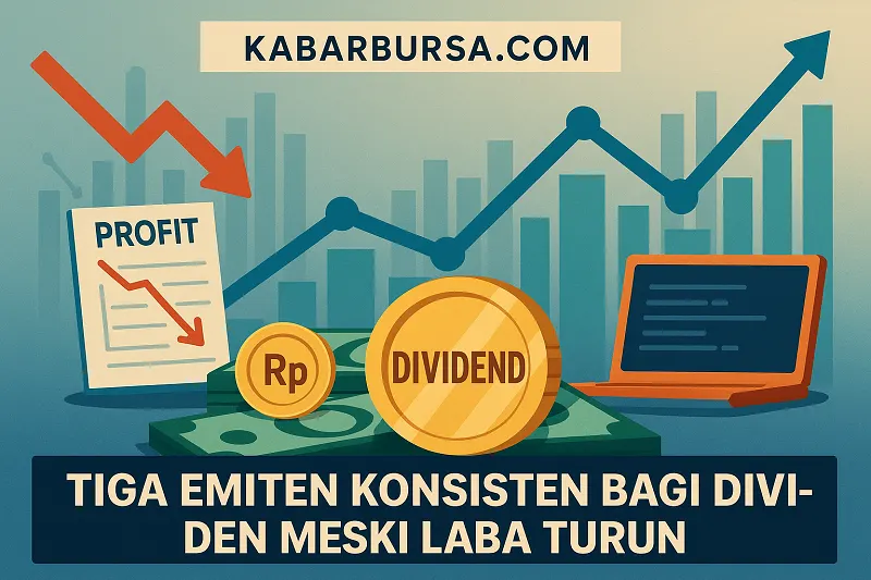 Ilustrasi emiten yang rutin membagikan dividen meski labanya menurun. Gambar dibuat oleh AI.