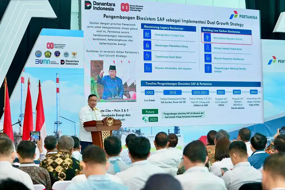 Pertamina SAF merupakan bahan bakar pesawat berkelanjutan yang dihasilkan melalui teknologi co-processing 