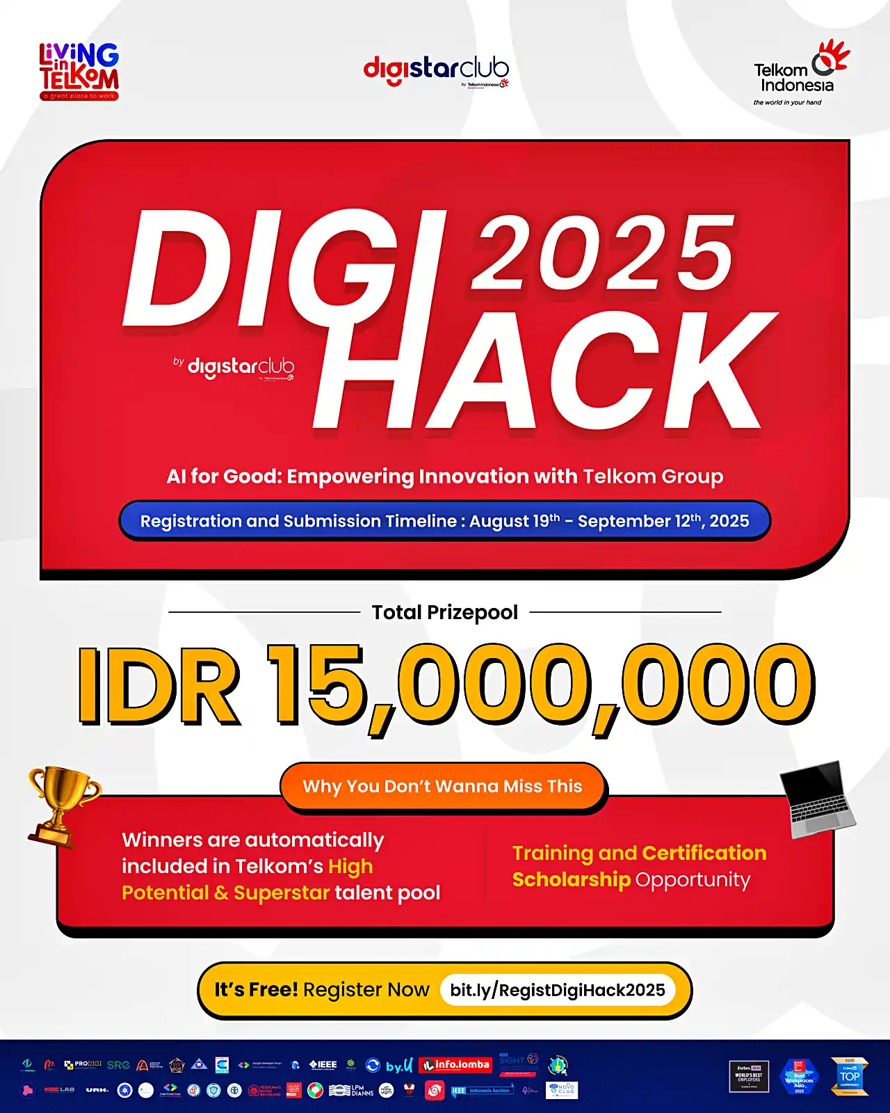 PT Telkom Indonesia (Persero) Tbk (Telkom) melalui komunitas talenta muda, Digistar Club, resmi meluncurkan DigiHack 2025. (Foto: Dok. Telkom)