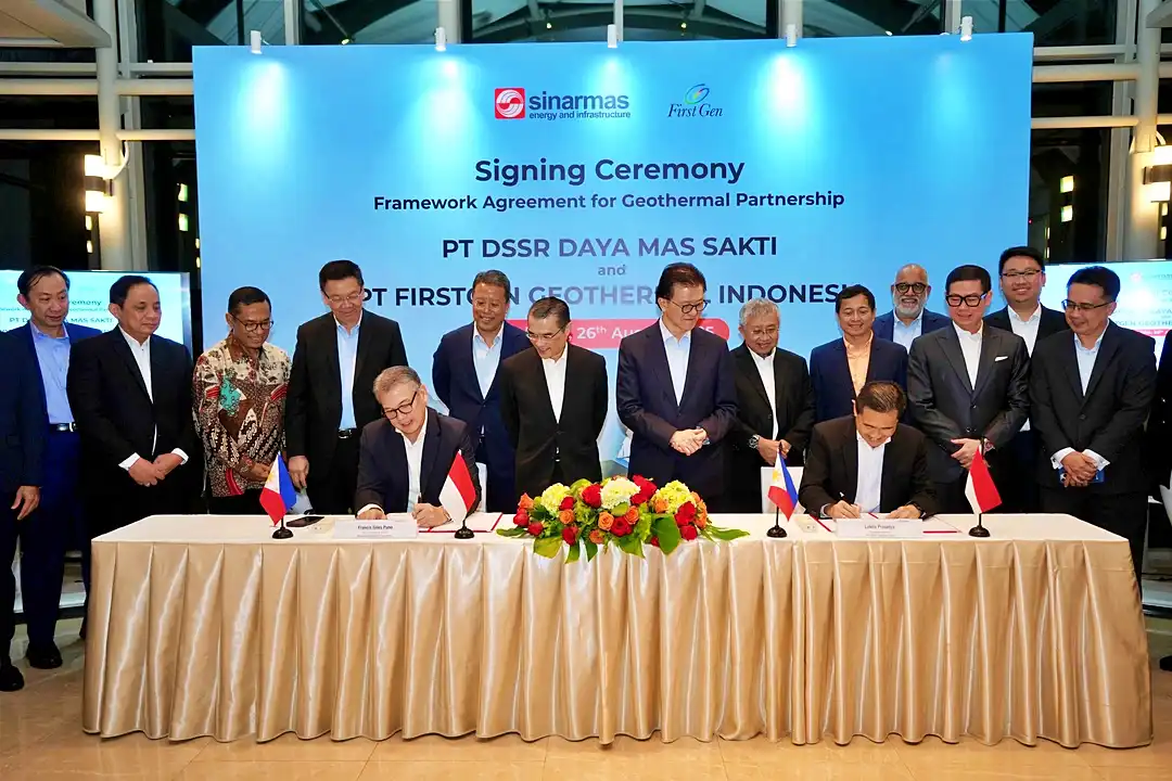 PT DSSR Daya Mas Sakti (DSSR), anak usaha PT Dian Swastatika Sentosa Tbk (DSSA), resmi meneken perjanjian pembentukan usaha patungan dengan PT FirstGen Geothermal Indonesia. (Foto: Dok. DSSA)