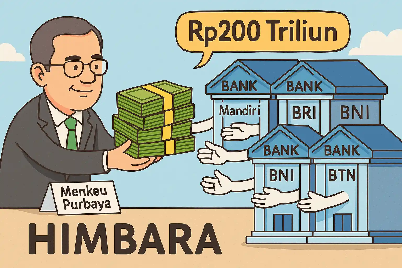 Ilustrasi - Menkeu Purbaya Yudhi Sadewa resmi membagikan dana Rp200 triliun ke Himbara dalam bentuk Deposito on Call (DOC). Foto: Ai untuk KabarBursa.