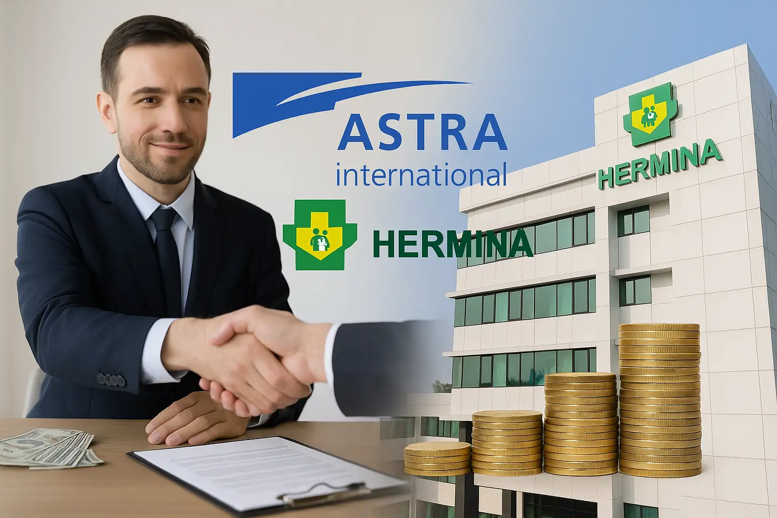 Ilustrasi akuisisi Hermina oleh Astra Internasional. Foto: AI untuk KabarBursa.