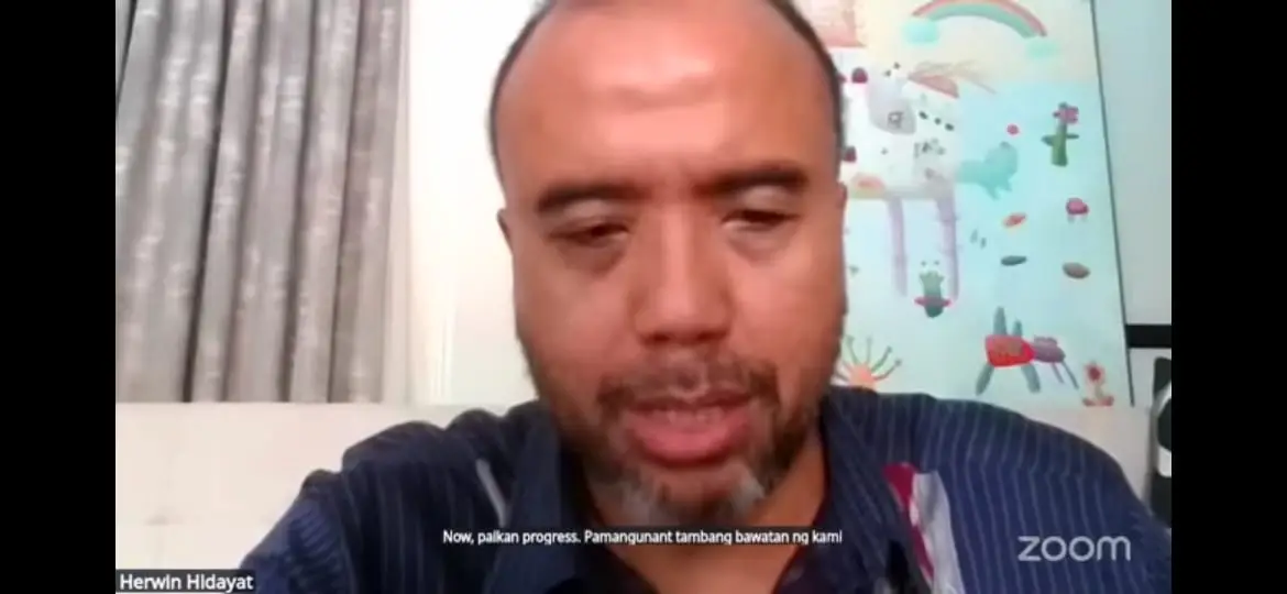 Tangkapan layar Direktur sekaligus Chief Investor Relations Officer BRMS, Herwin Wahyu Hidayat saat lakukan edukasi secara daring.
