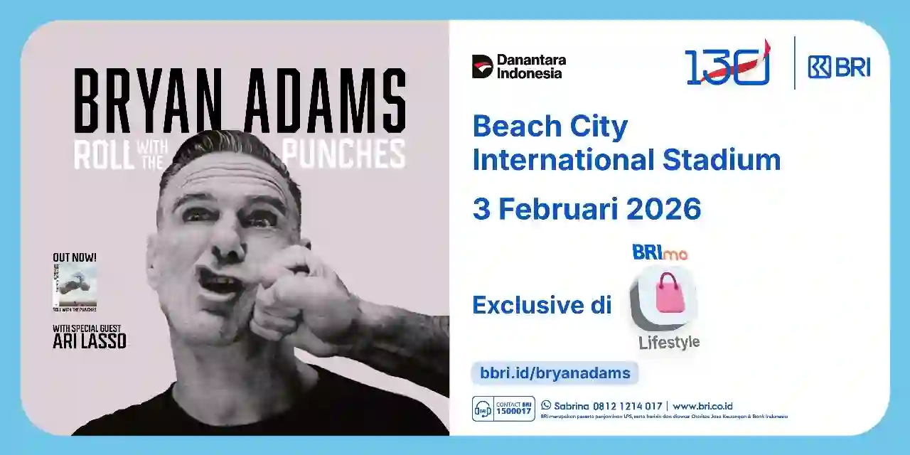BRI hadirkan fitur “Tiket Konser” di BRImo untuk pembelian tiket Bryan Adams Live in Jakarta 2026. Intip harga tiketnya. Foto: dok. BRi