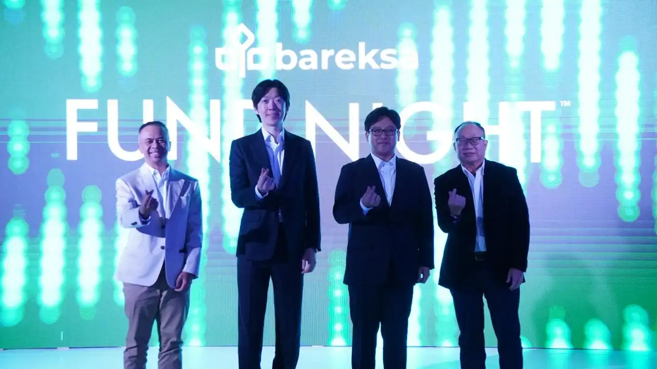 Dari kiri ke kanan: Erwin Faizal – Direktur STAR Asset Management, Seong Min Park – CIO Quantit, Han DuckHee – CEO Quantit dan Co-founder/CEO Bareksa, Karaniya Dharmasaputra dalam acara peluncuran kerja sama Bareksa AI dalam rangkaian acara 9th Fund Night 2025.Doc.Barareksa