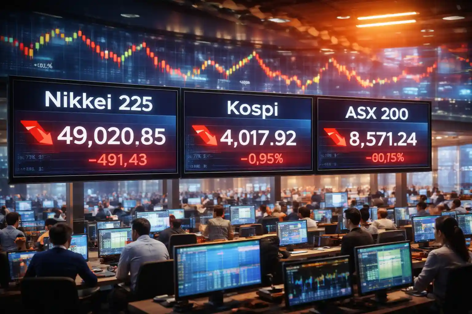 Ilustrasi suasana pasar saham Asia, hari ini. Foto: AI untuk KabarBursa.