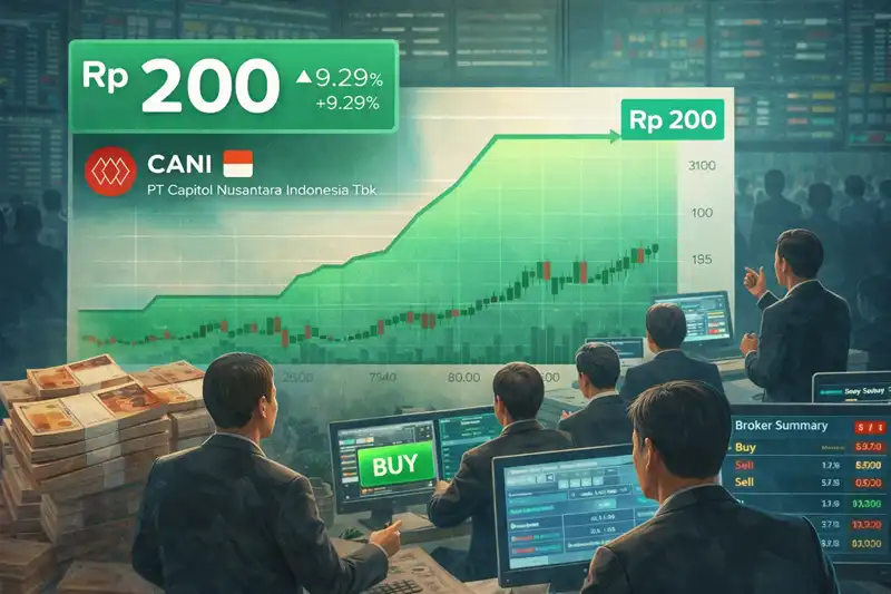 Ilustrasi kenaikan harga saham CANI. Gambar dibuat oleh AI untuk KabarBursa.com