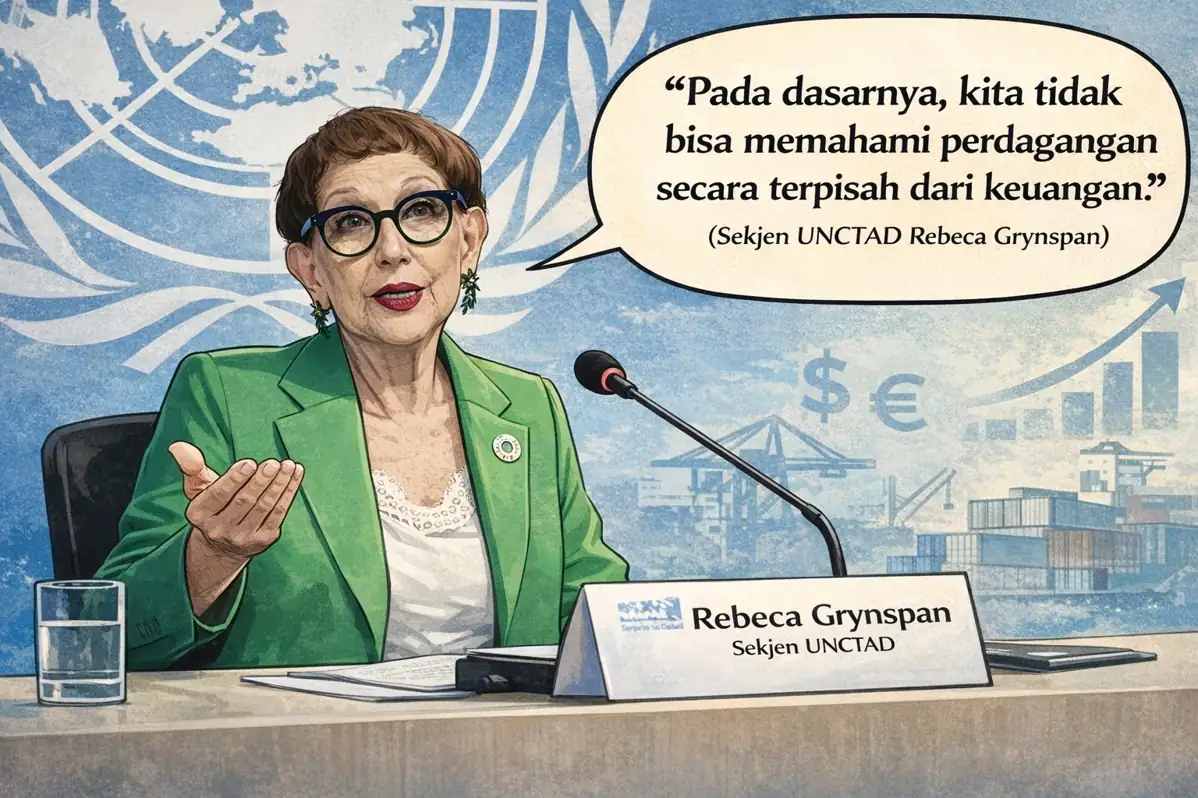 UNCTAD memperingatkan ekonomi global masih rentan memasuki 2026 akibat tekanan keuangan, volatilitas pasar, dan ketidakpastian geopolitik. (Gambar dibuat oleh AI dan diakurasi oleh KabarBursa.com)