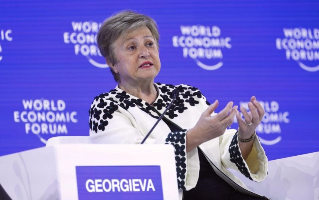 Direktur Pelaksana Dana Moneter Internasional (IMF), Kristalina Georgieva, menghadiri Pertemuan Tahunan World Economic Forum (WEF) di Davos, Swiss, Jumat, 23 Januari 2026. Foto: Getty Images.