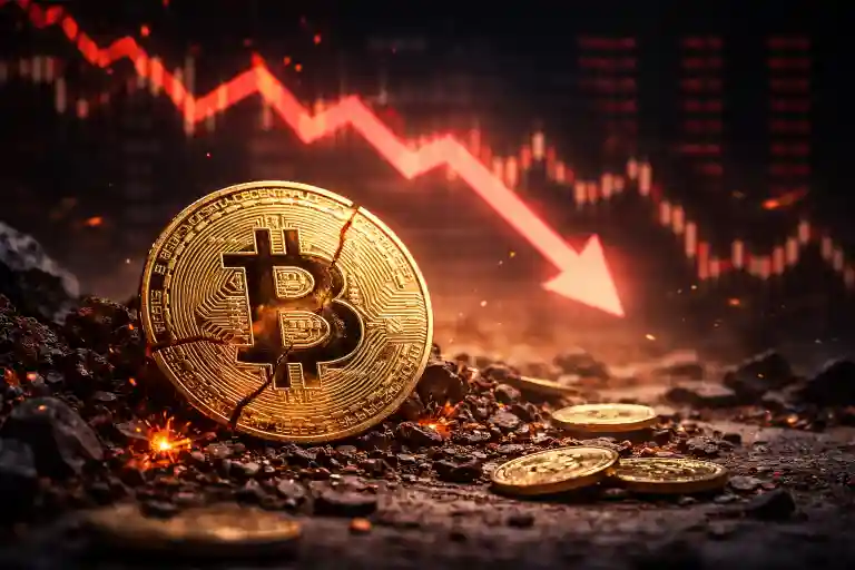Belum terlihat adanya tanda-tanda rebound Bitcoin, sementara nasib American Bitcoin milik Trump terus tersungkur. (Foto: AI untuk KabarBursa)