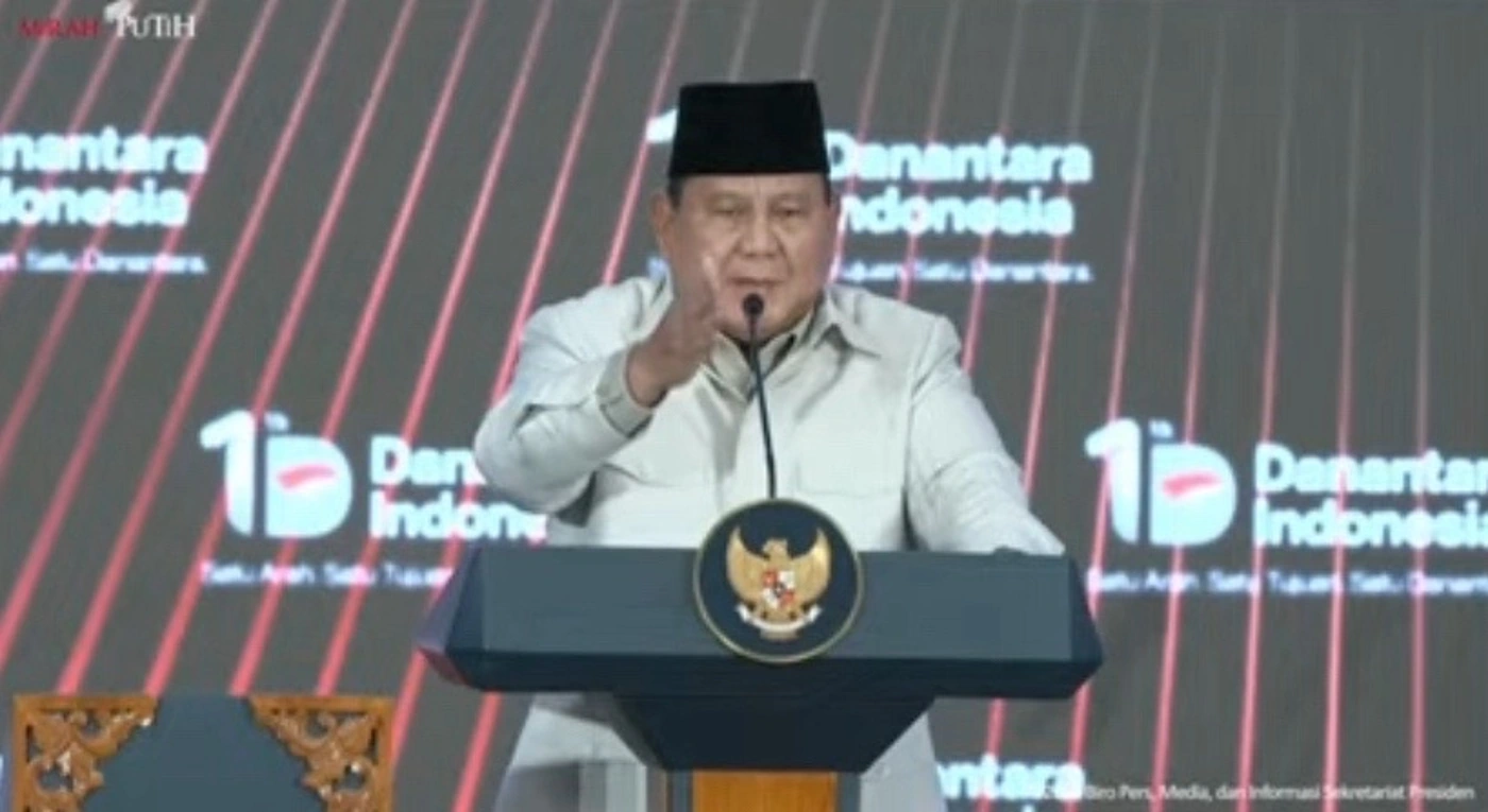 Prabowo menghadiri refleksi satu tahun Danantara. Pemerintah menekankan integritas, tata kelola, dan investasi strategis untuk memperkuat ekonomi nasional. Foto: Tabgkapan Layar YouTube Danatara Indonesia
