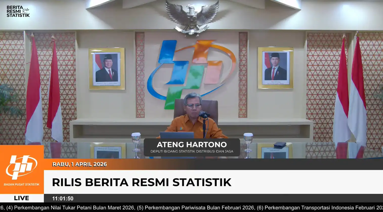Badan Pusat Statistik (BPS) mencatat inflasi tahunan atau year-on-year (y-on-y) pada Maret 2026 sebesar 3,48 persen dengan Indeks Harga Konsumen (IHK) mencapai 110,95. (Foto: Dok. BPS)