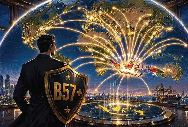 B57+ menjadi inisiatif strategis Indonesia dalam membangun kedaulatan ekonomi di tengah fragmentasi global. Dengan mengintegrasikan negara OKI dan diaspora Muslim, B57+ mendorong hilirisasi, perdagangan intra-negara (Ilustrasi:Andrew Bernad)