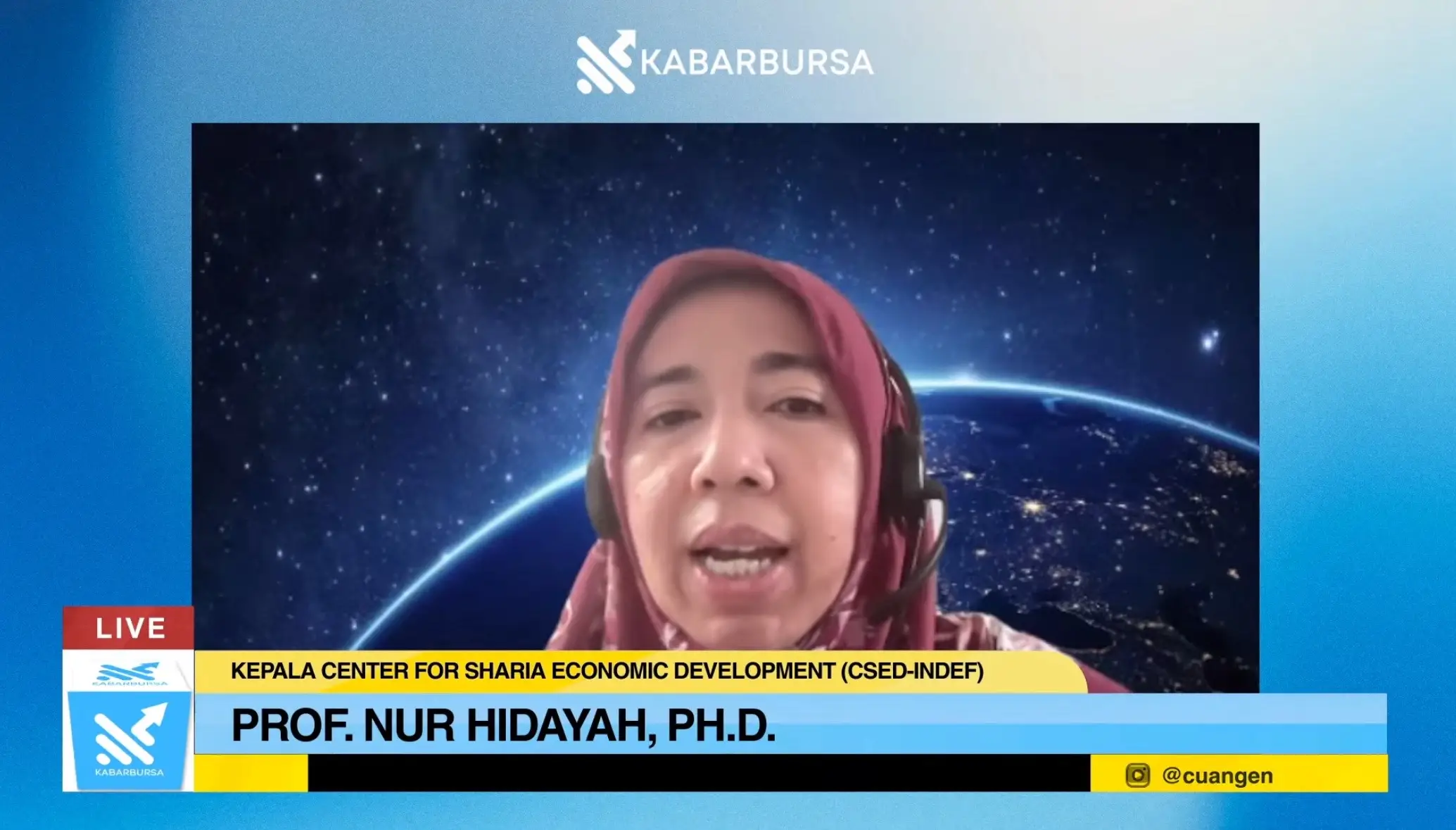 Prof Nur Hidayah menilai B57+ jadi terobosan ekonomi OKI, geser G2G ke B2B agar investasi syariah lebih cepat dan efisien. Foto: Tangkapan layar YouTube KabarBursa