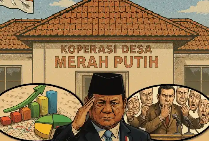 Ilustrasi eksistensi Kopdes Merah Putih. (Ilustrator:Andrew Bernad/Kabarbursa.com)