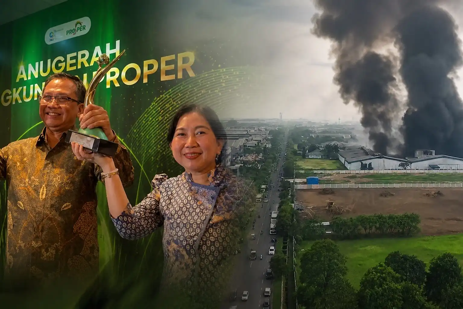 PROPER Hijau KIJA dipertanyakan setelah data menunjukkan lonjakan emisi dan konsumsi energi di tengah klaim keberlanjutan. Foto: Dok. KIJA dan IG @pejuangpabrik.