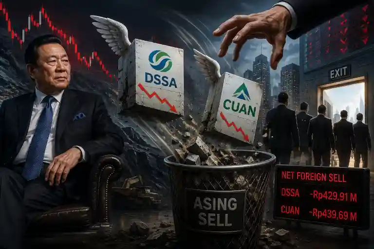 Dua emiten Prajogo Pangestu, DSSA dan CUAN kompak dibuang asing. Dalam tujuh hari perdagangan, totalnya mencapai hampir Rp900 miliar. (Foto: KabarBursa)