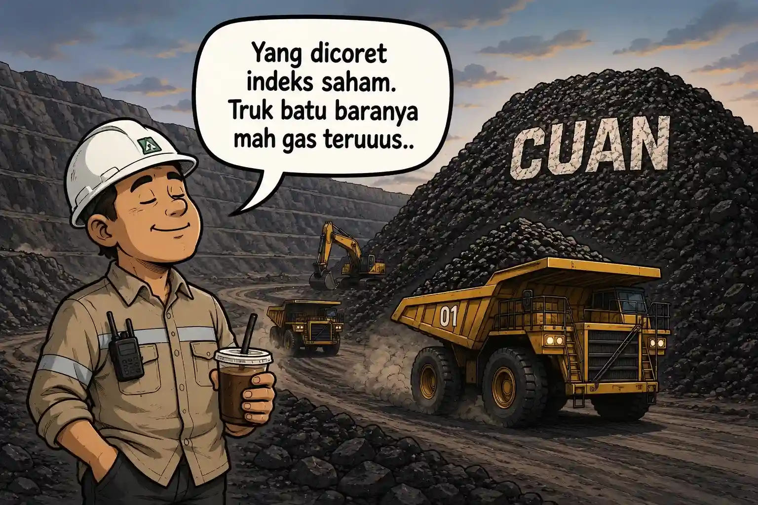 CUAN terkoreksi usai dicoret MSCI. Simak analisis foreign sell, fundamental, dan proyeksi pergerakan harga berikutnya. Gambar dibuat oleh AI untuk KabarBursa