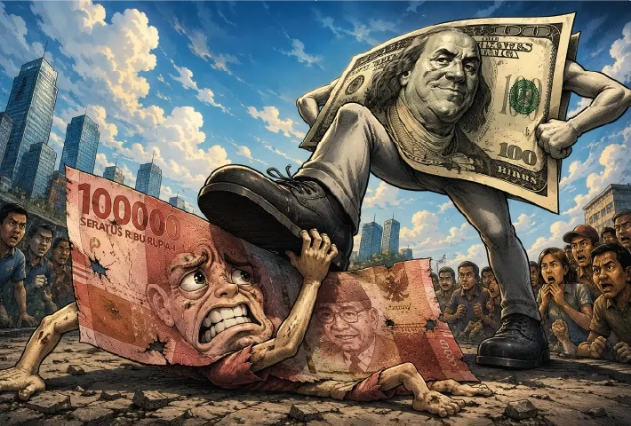 Tidak semua rakyat Indonesia memegang dolar. Tetapi hampir semua rakyat Indonesia membayar dampaknya. Cover: Andrew/KabarBursa.com