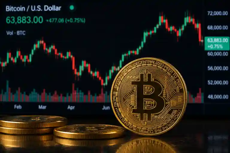 Harga Bitcoin naik 0,76 persen dalam 24 jam terakhir dan diperdagangkan di kisaran USD63.883. (Foto: KabarBursa)