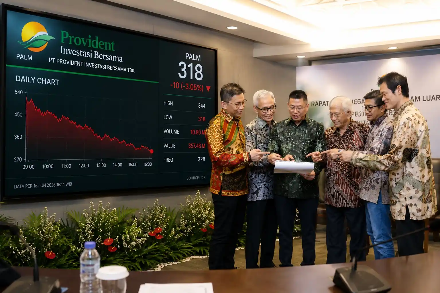PALM membukukan laba triliunan, tetapi sahamnya masih tertekan jelang RUPS. Investor menyoroti direksi, valuasi, dan penggunaan laba. Gambar diolah KabarBursa menggunakan AI.