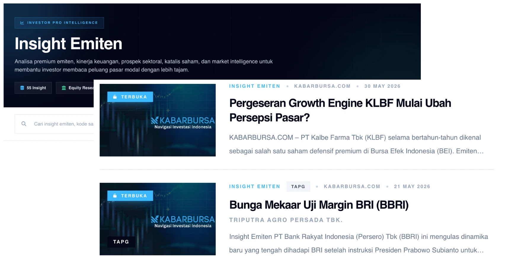 Insight Emiten KabarBursa Investor Pro
